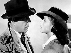 Humphrey Bogart and Ingrid Bergman in the closing scene of 